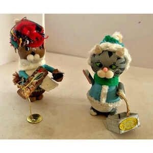 Kurt Adlver 1979 Wood Christmas Ornaments Cat Squirrel